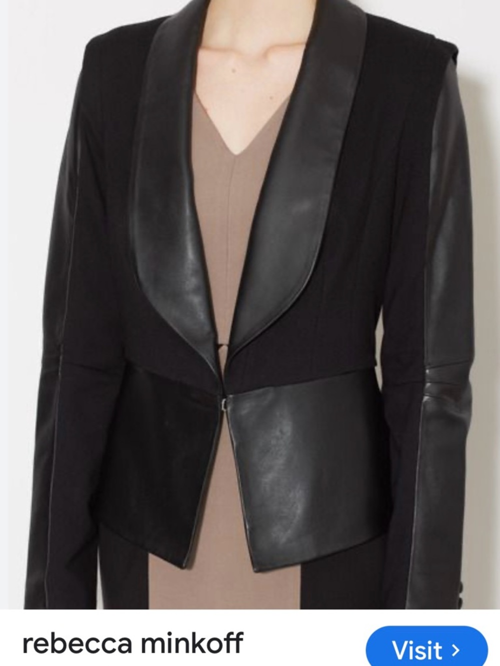 Rebecca Minkoff Black Blazer with Lambskin Trim Size 4